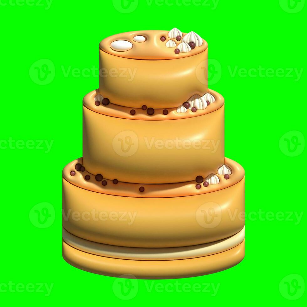 3D Cake Assets Design with Greenscreen Background photo