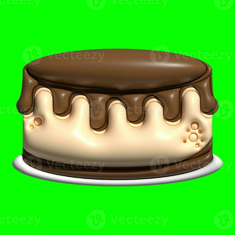 3D Cake Assets Design with Greenscreen Background photo