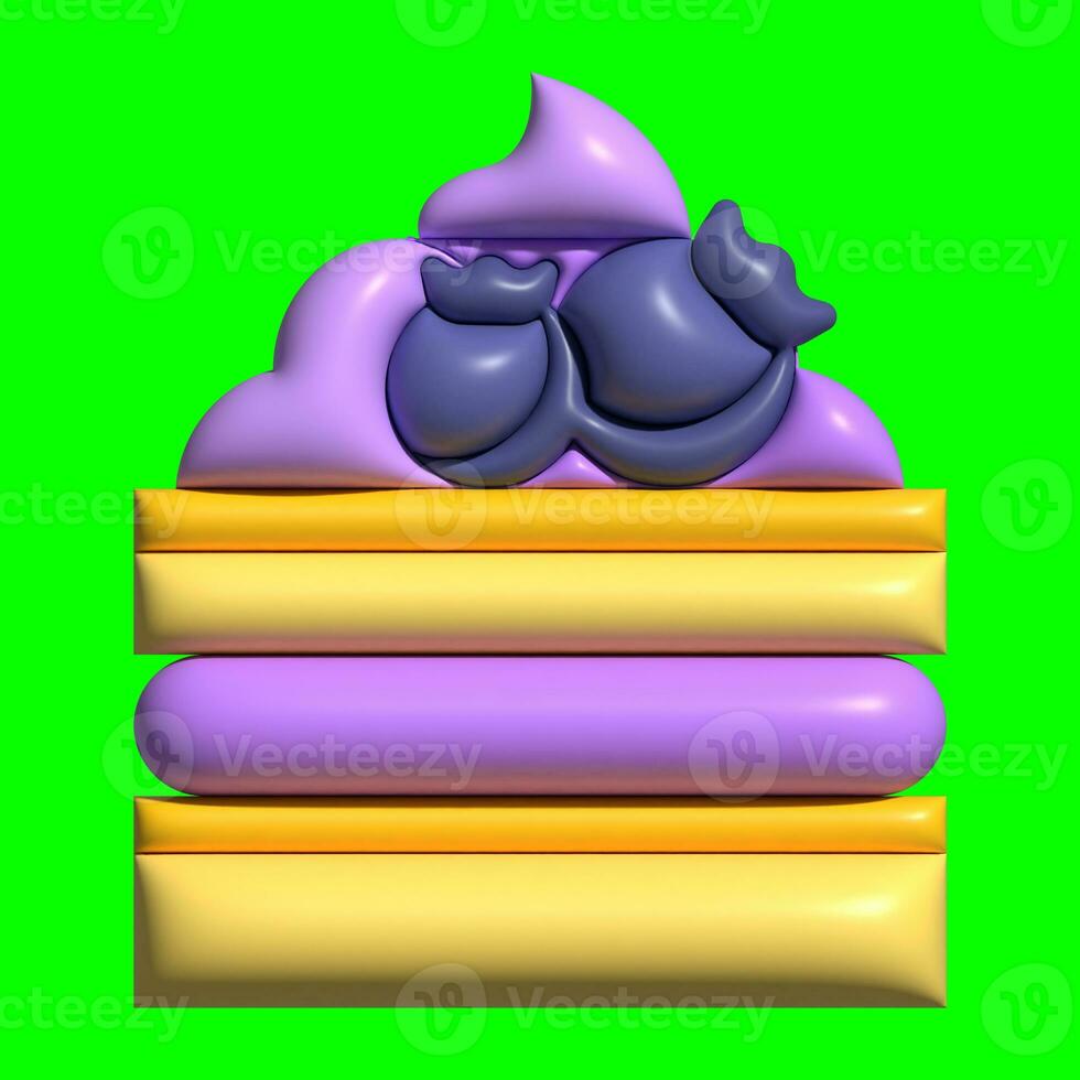 3D Cake Assets Design with Greenscreen Background photo