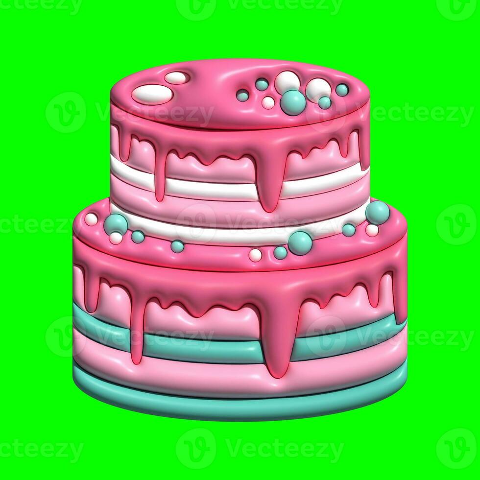 3D Cake Assets Design with Greenscreen Background photo