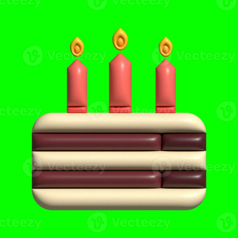 3D Cake Assets Design with Greenscreen Background photo