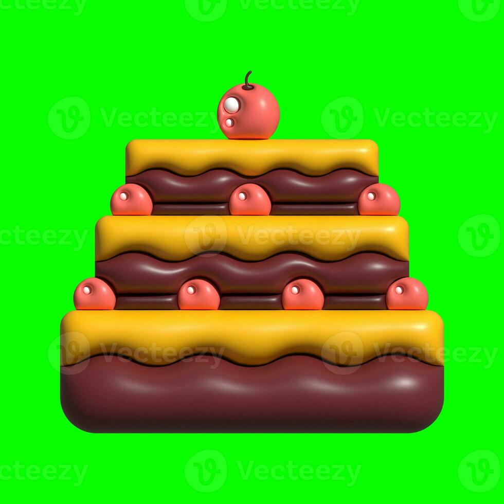 3D Cake Assets Design with Greenscreen Background photo