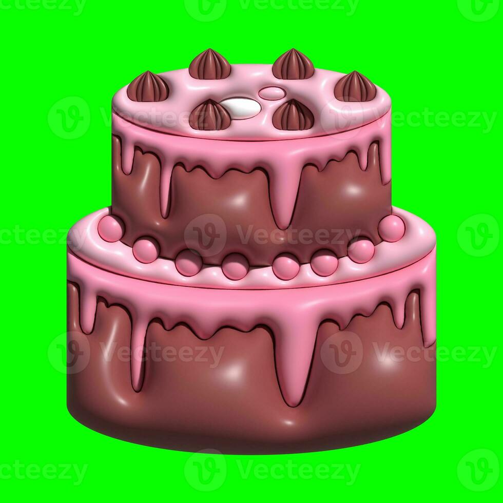 3D Cake Assets Design with Greenscreen Background photo