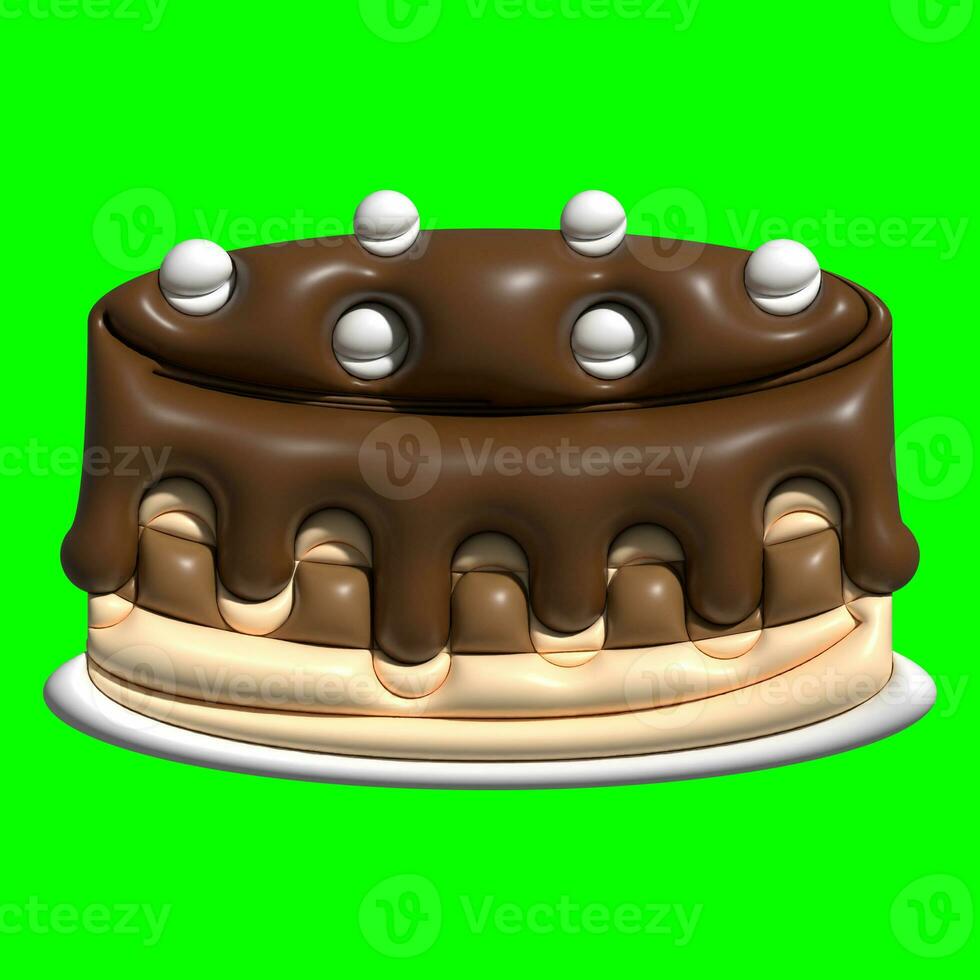 3D Cake Assets Design with Greenscreen Background photo