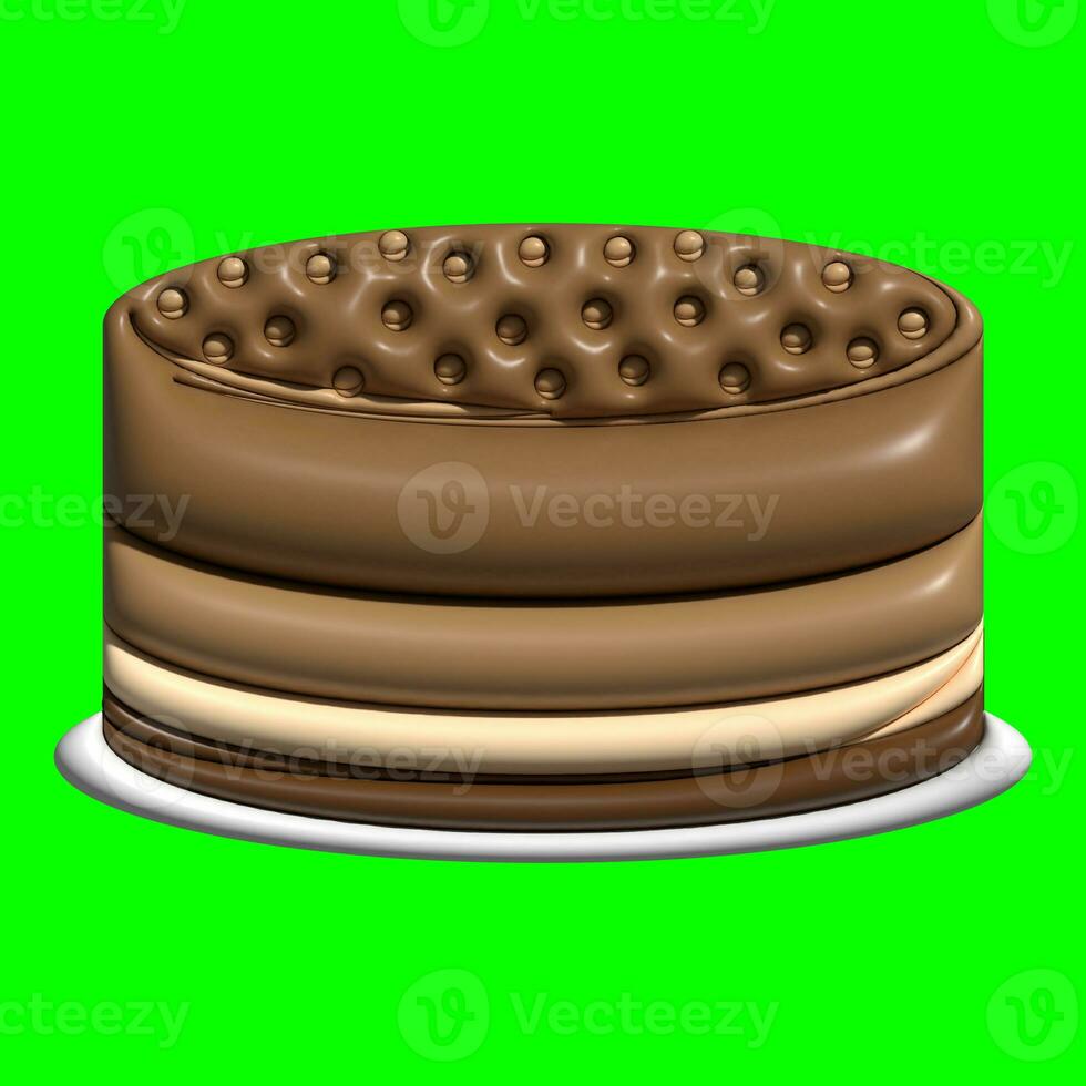 3D Cake Assets Design with Greenscreen Background photo