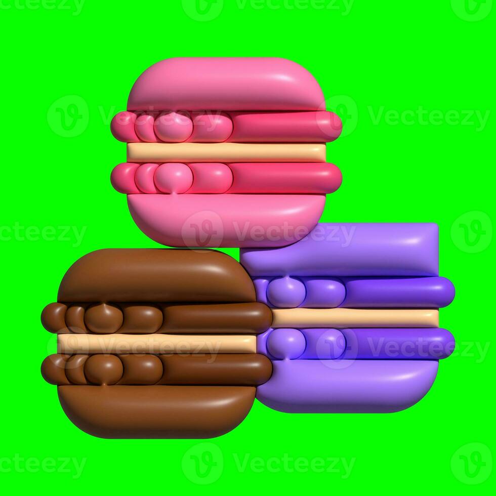 3D Cake Assets Design with Greenscreen Background photo