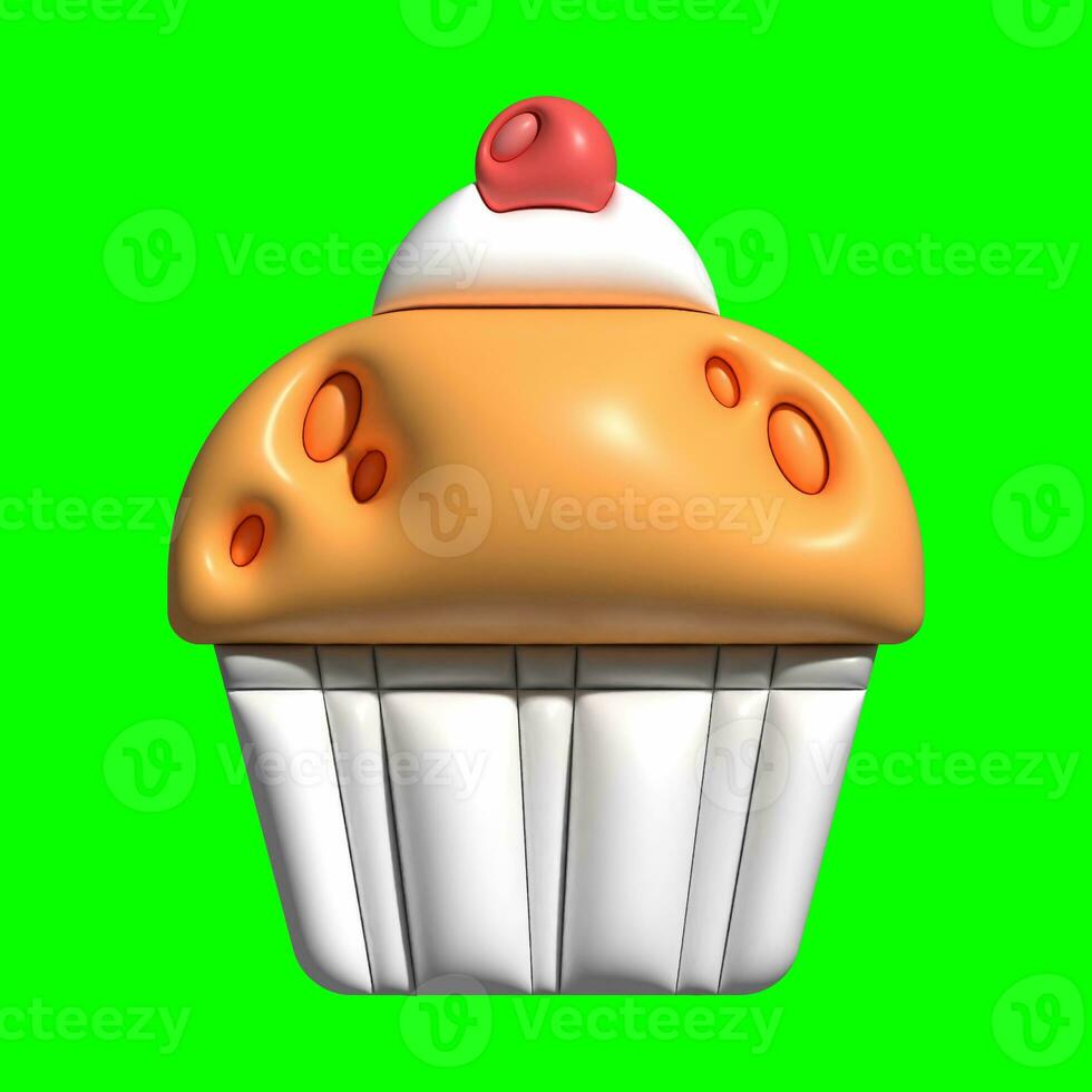 3D Cake Assets Design with Greenscreen Background photo