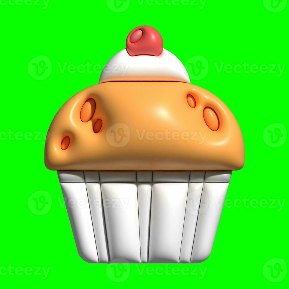 3D Cake Assets Design with Greenscreen Background photo