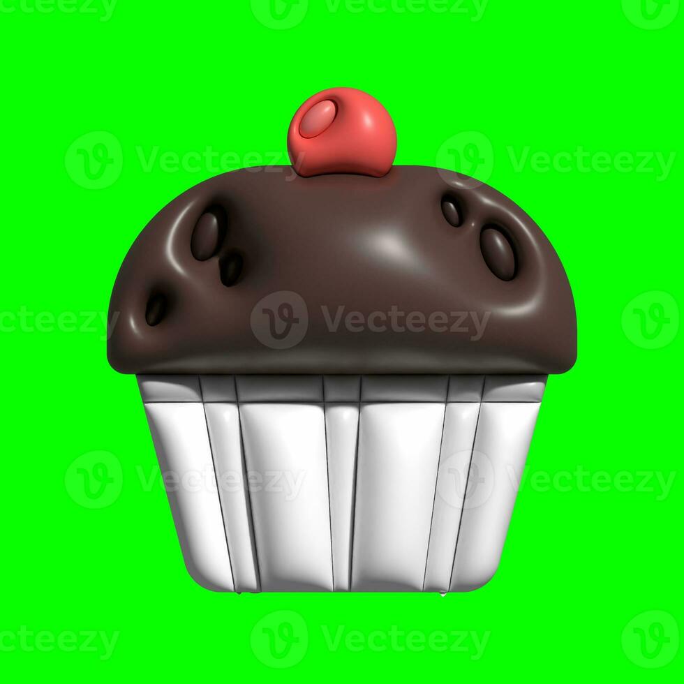 3D Cake Assets Design with Greenscreen Background photo