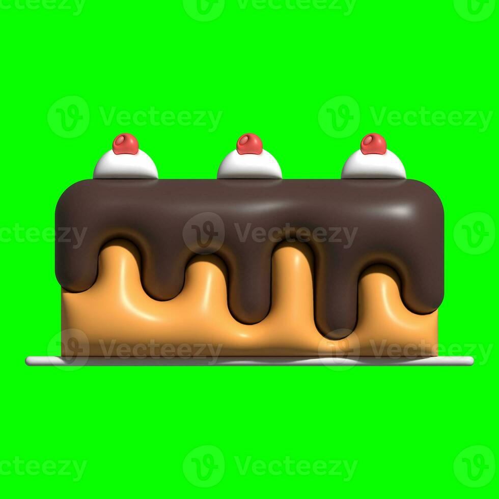 3D Cake Assets Design with Greenscreen Background photo