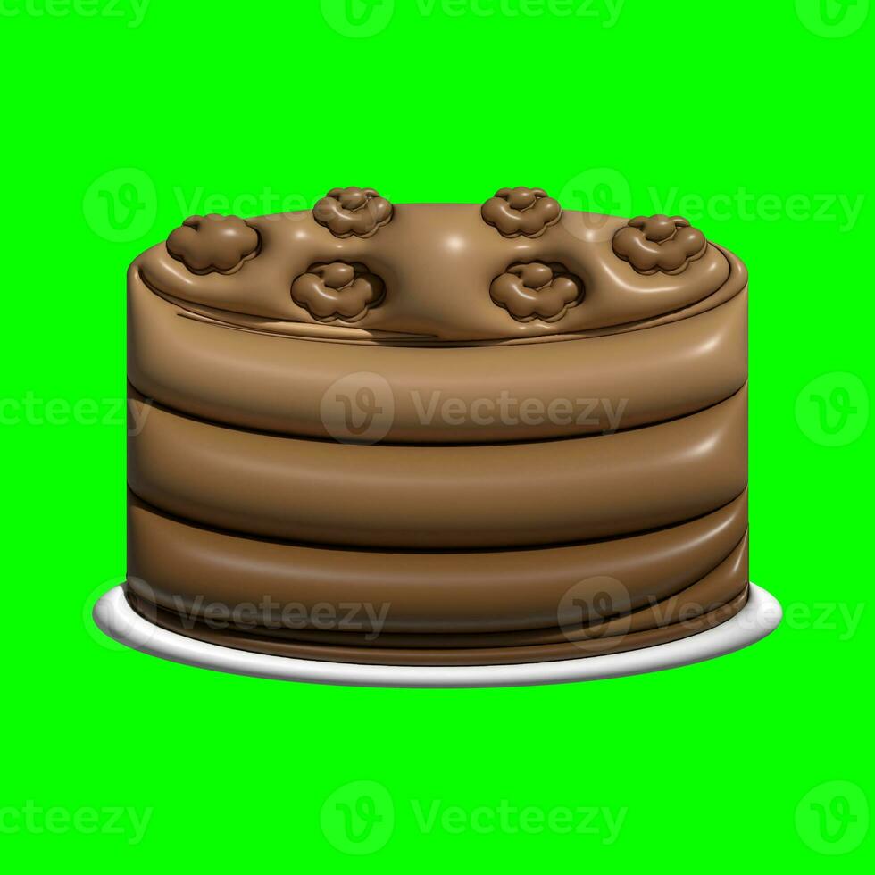 3D Cake Assets Design with Greenscreen Background photo