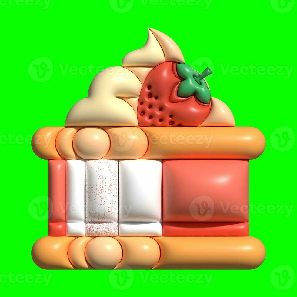 3D Cake Assets Design with Greenscreen Background photo