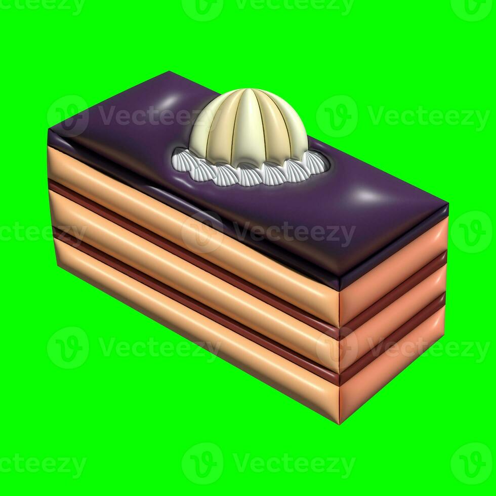 3D Cake Assets Design with Greenscreen Background photo