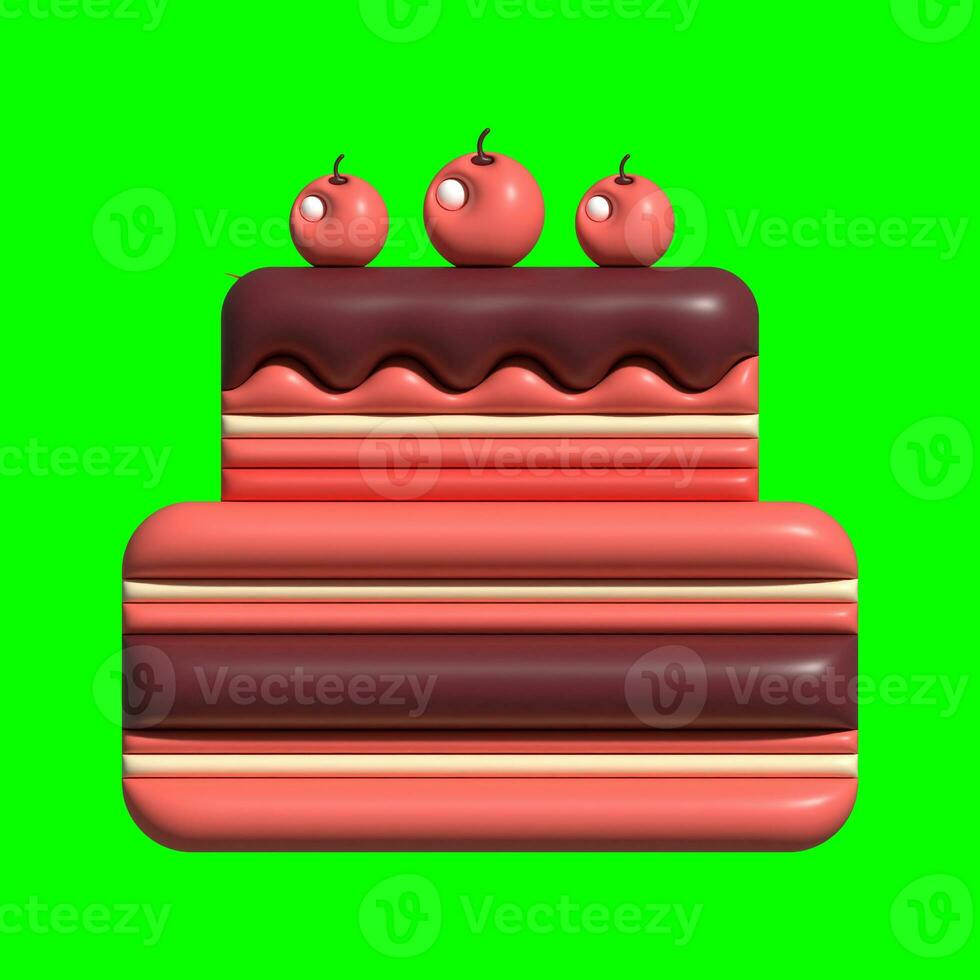 3D Cake Assets Design with Greenscreen Background photo