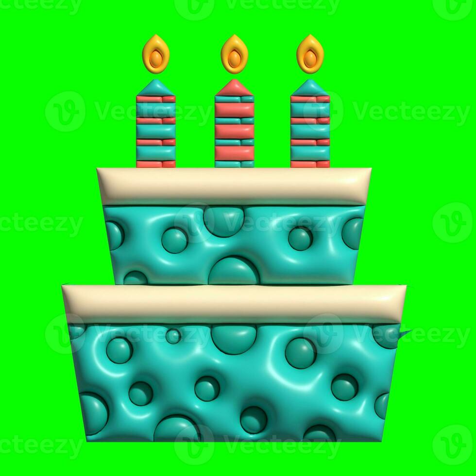 3D Cake Assets Design with Greenscreen Background photo