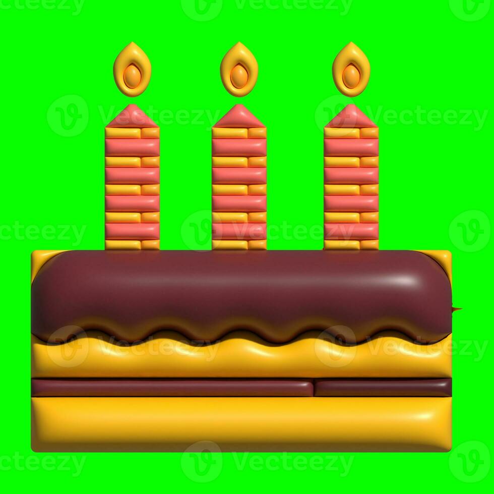 3D Cake Assets Design with Greenscreen Background photo