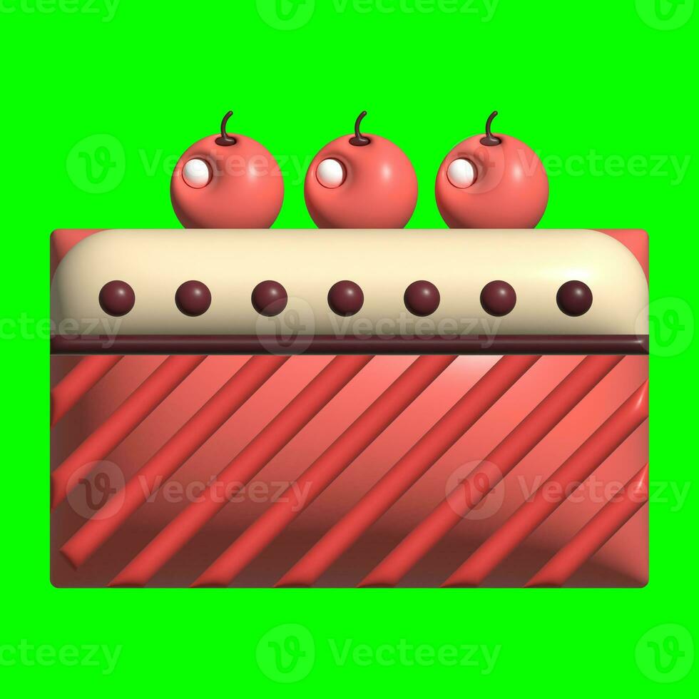 3D Cake Assets Design with Greenscreen Background photo