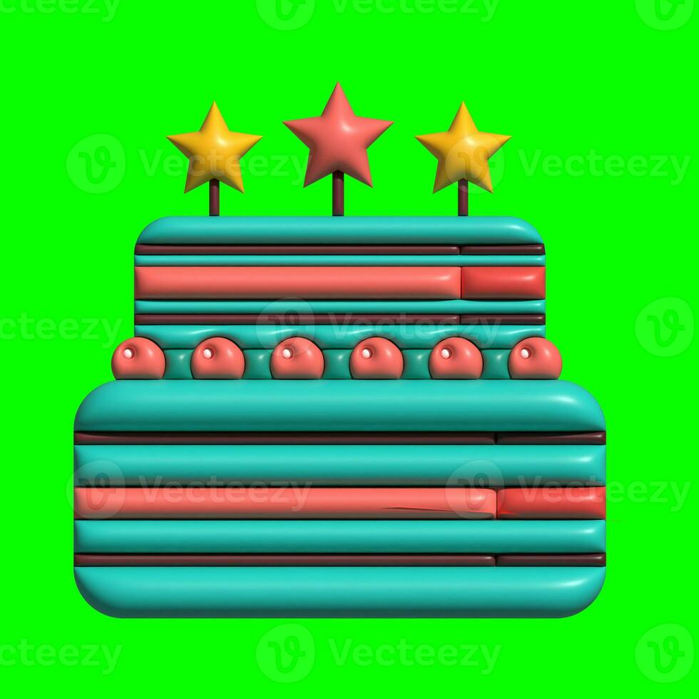 3D Cake Assets Design with Greenscreen Background photo