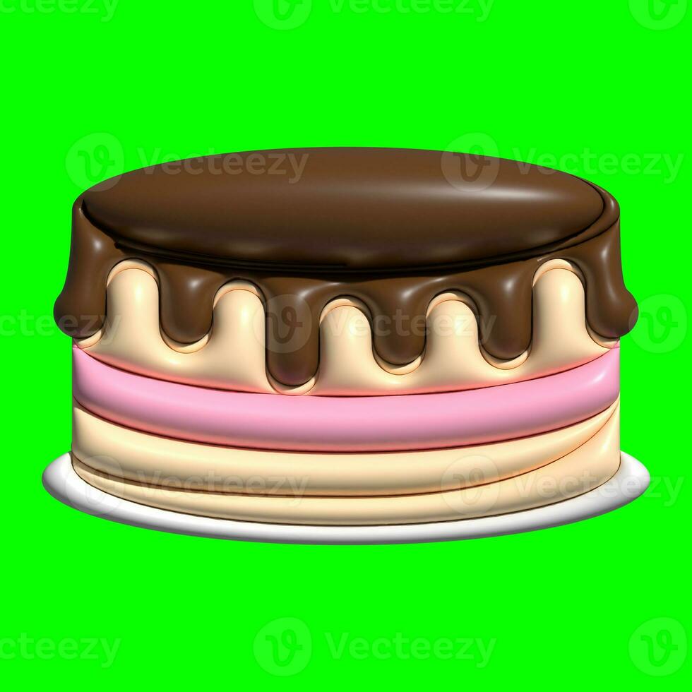 3D Cake Assets Design with Greenscreen Background photo