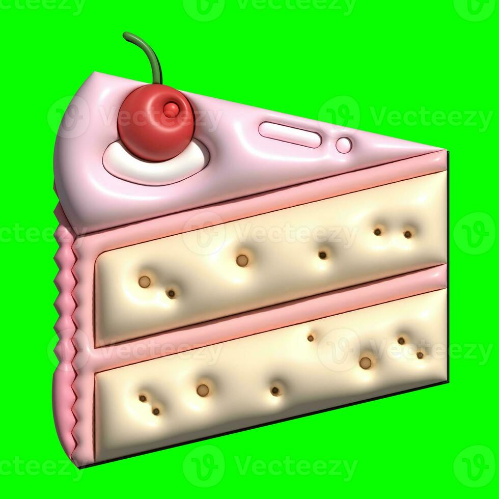 3D Cake Assets Design with Greenscreen Background photo