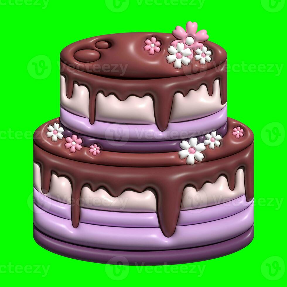 3D Cake Assets Design with Greenscreen Background photo