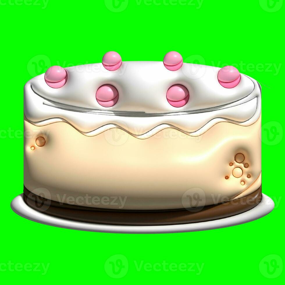 3D Cake Assets Design with Greenscreen Background photo