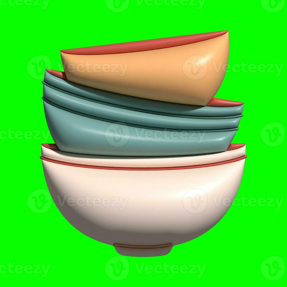 3D Kitchen Set Elements Assets with Greenscreen Background photo