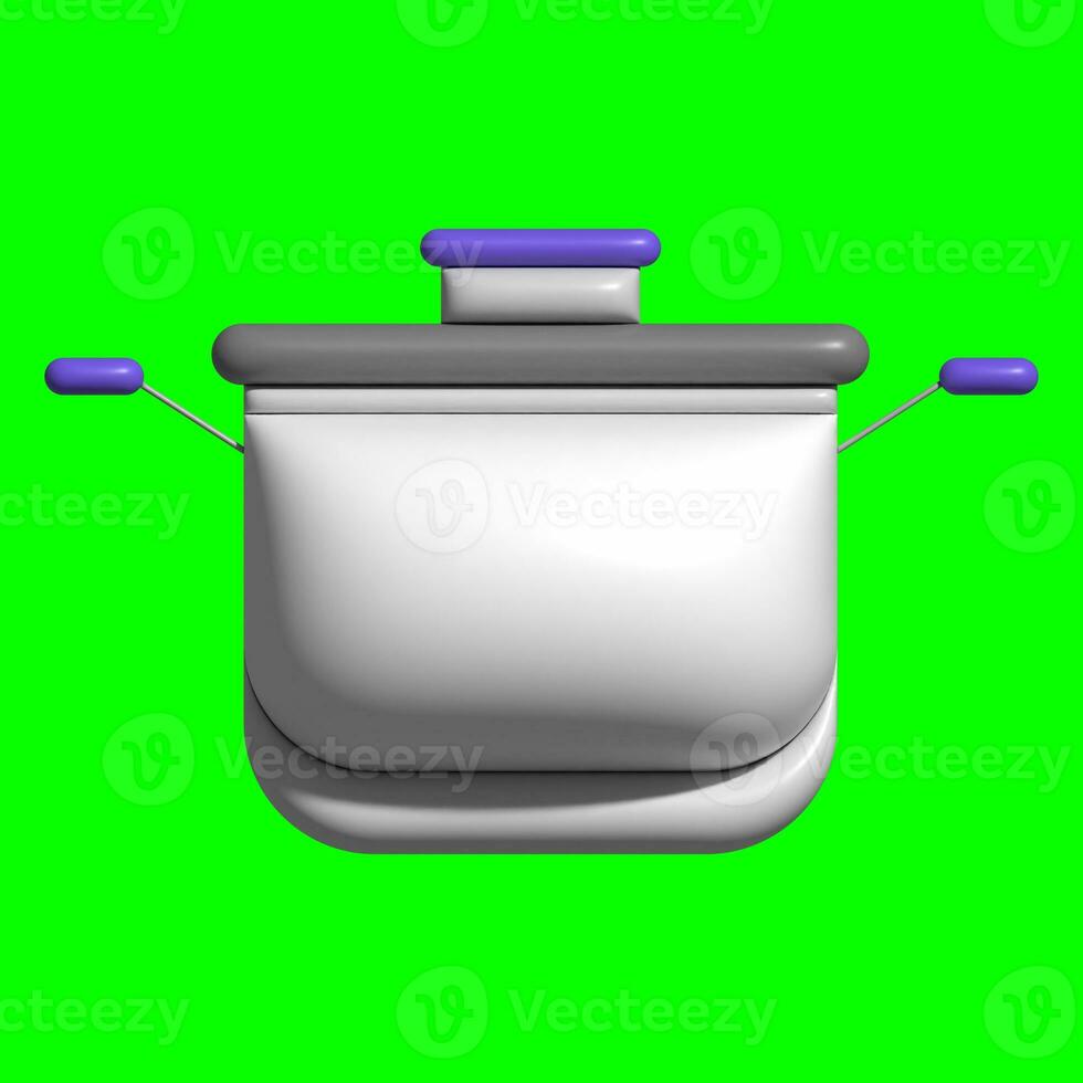 3d cocina conjunto elementos bienes con pantalla verde antecedentes foto