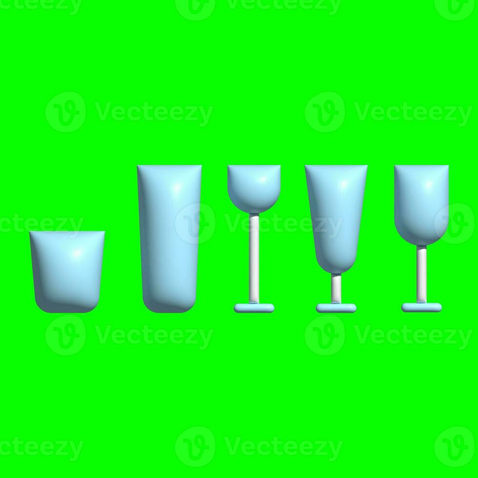 3D Kitchen Set Elements Assets with Greenscreen Background photo