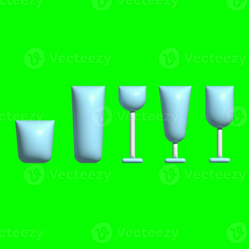 3D Kitchen Set Elements Assets with Greenscreen Background photo