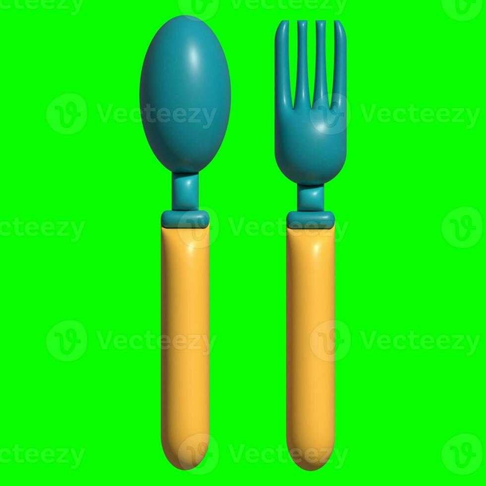 3D Kitchen Set Elements Assets with Greenscreen Background photo