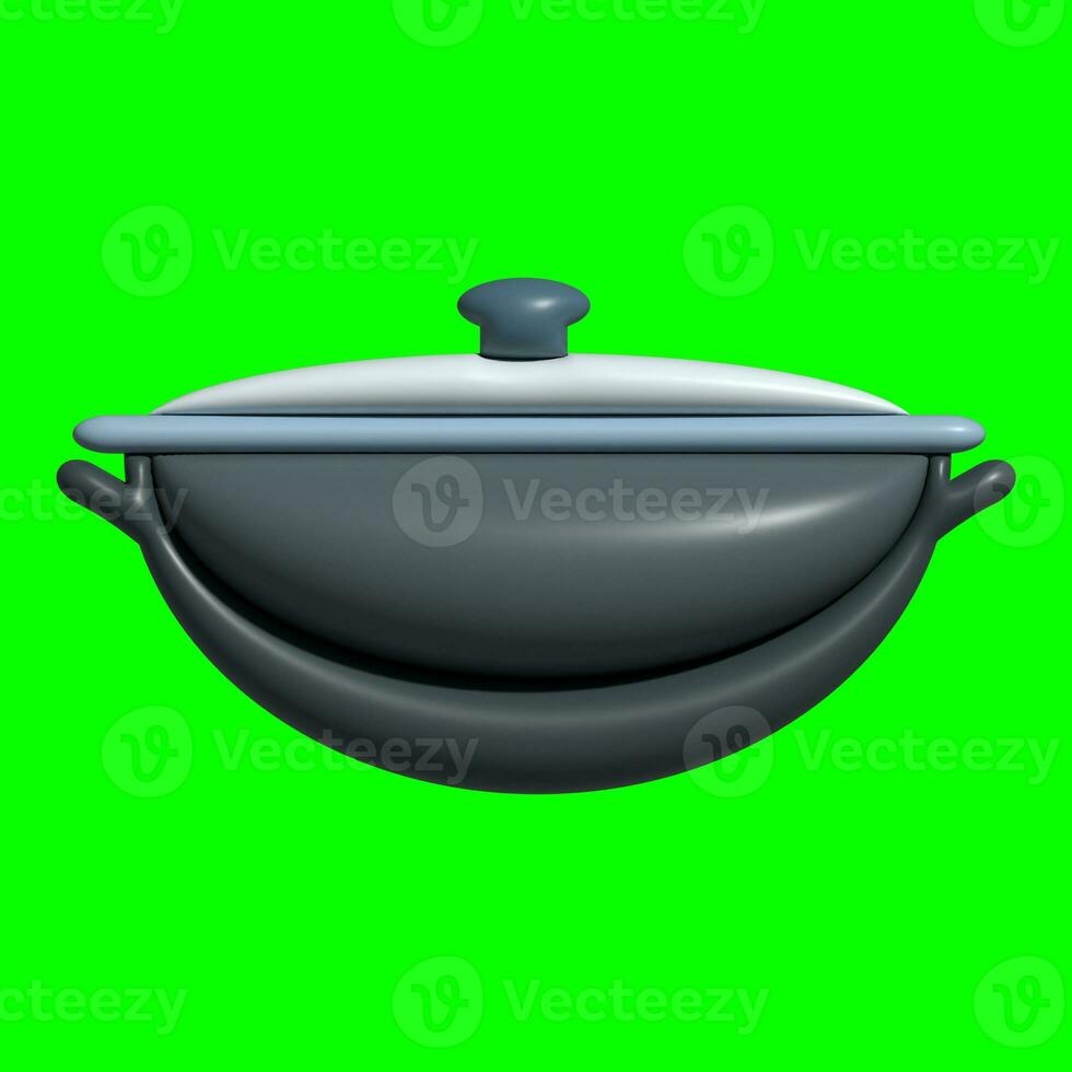 3D Kitchen Set Elements Assets with Greenscreen Background photo