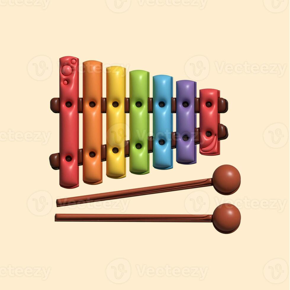 3D Music Instrument Assets with Light Background photo