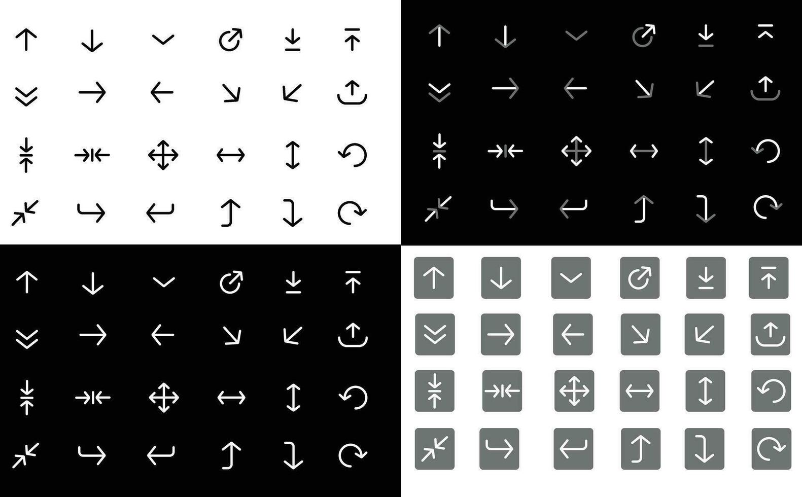 Black, gray and white line icons set vector