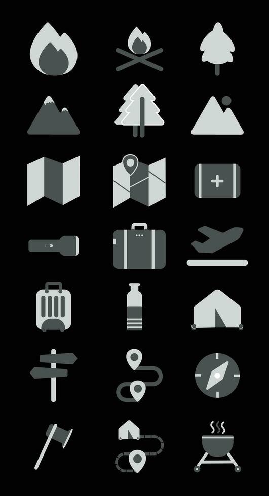 Travel icons set. Duotone icons set. vector