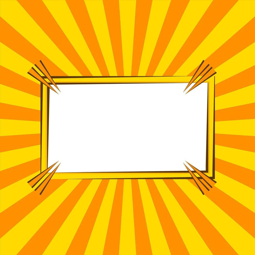 Blank comic yellow burst background vector