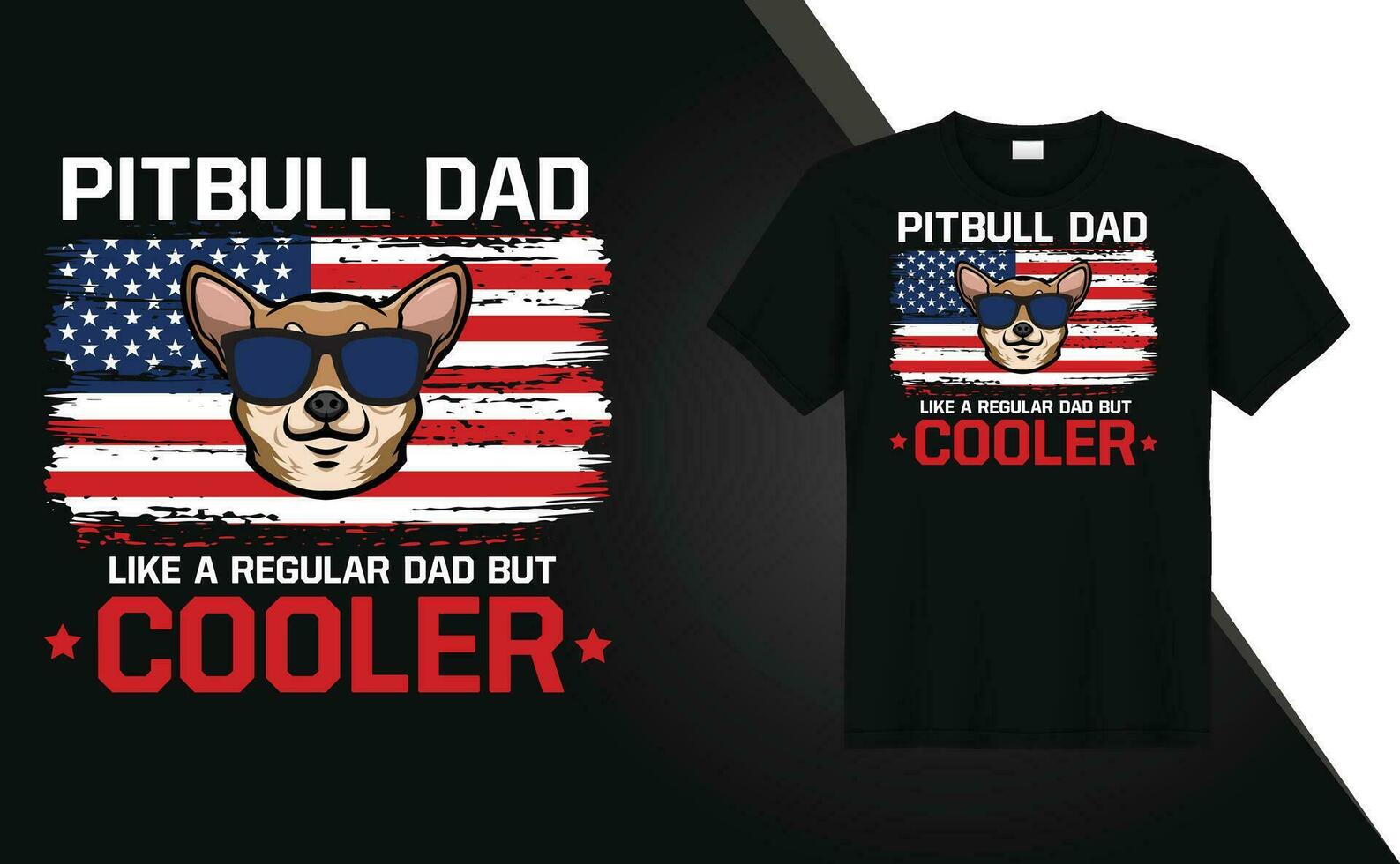 Pitbull dad or dogs tshirt design Free Vector