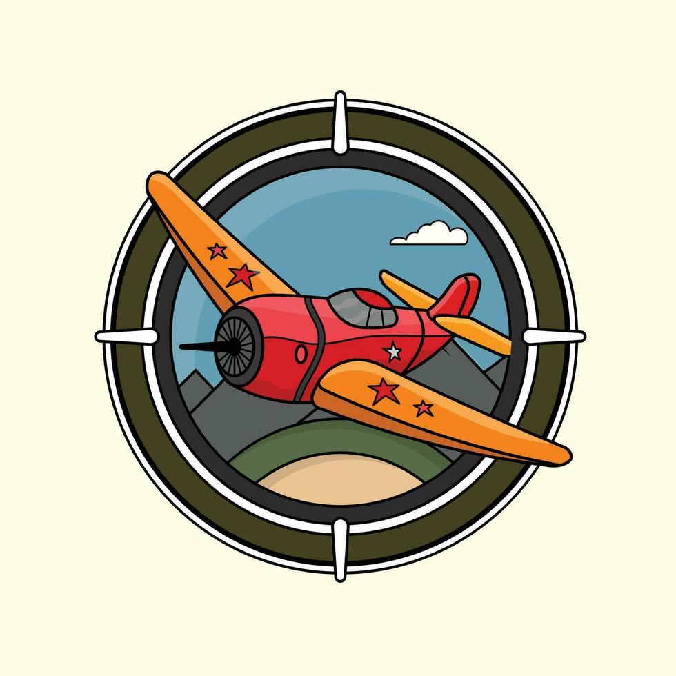 Plane vector logo with colors.