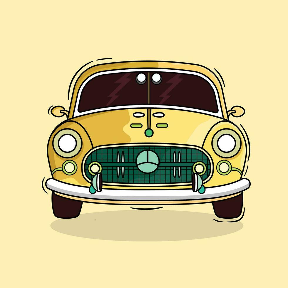 de moda coche dibujos animados, vector ilustración de amarillo coche.