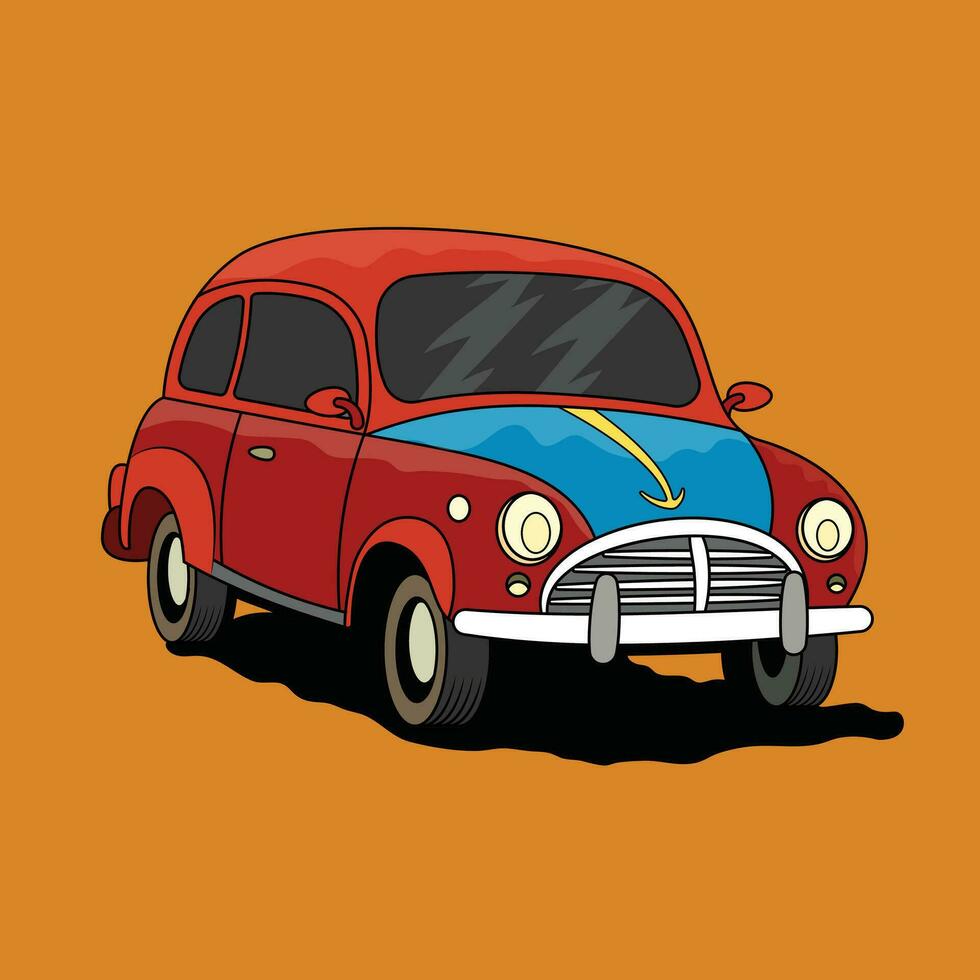 Trendy car vector, Vector illustration of red car, with background,