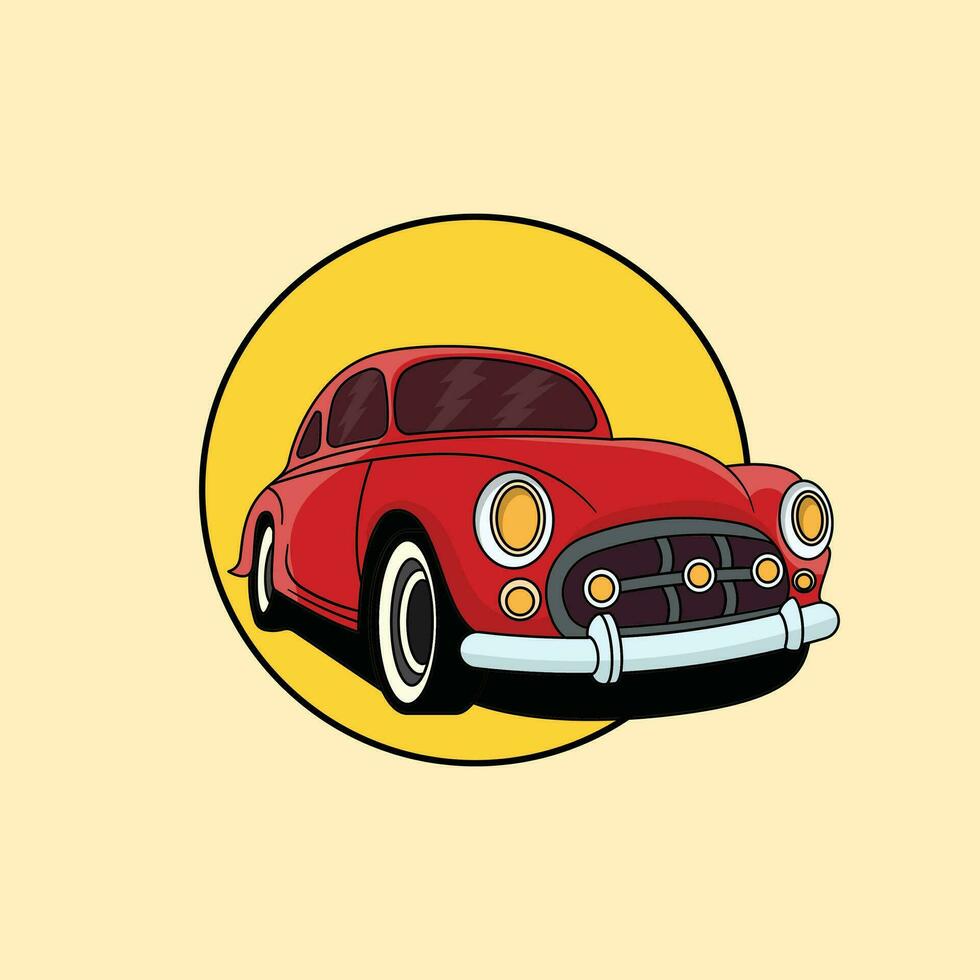 de moda coche dibujos animados, vector ilustración de rojo auto,