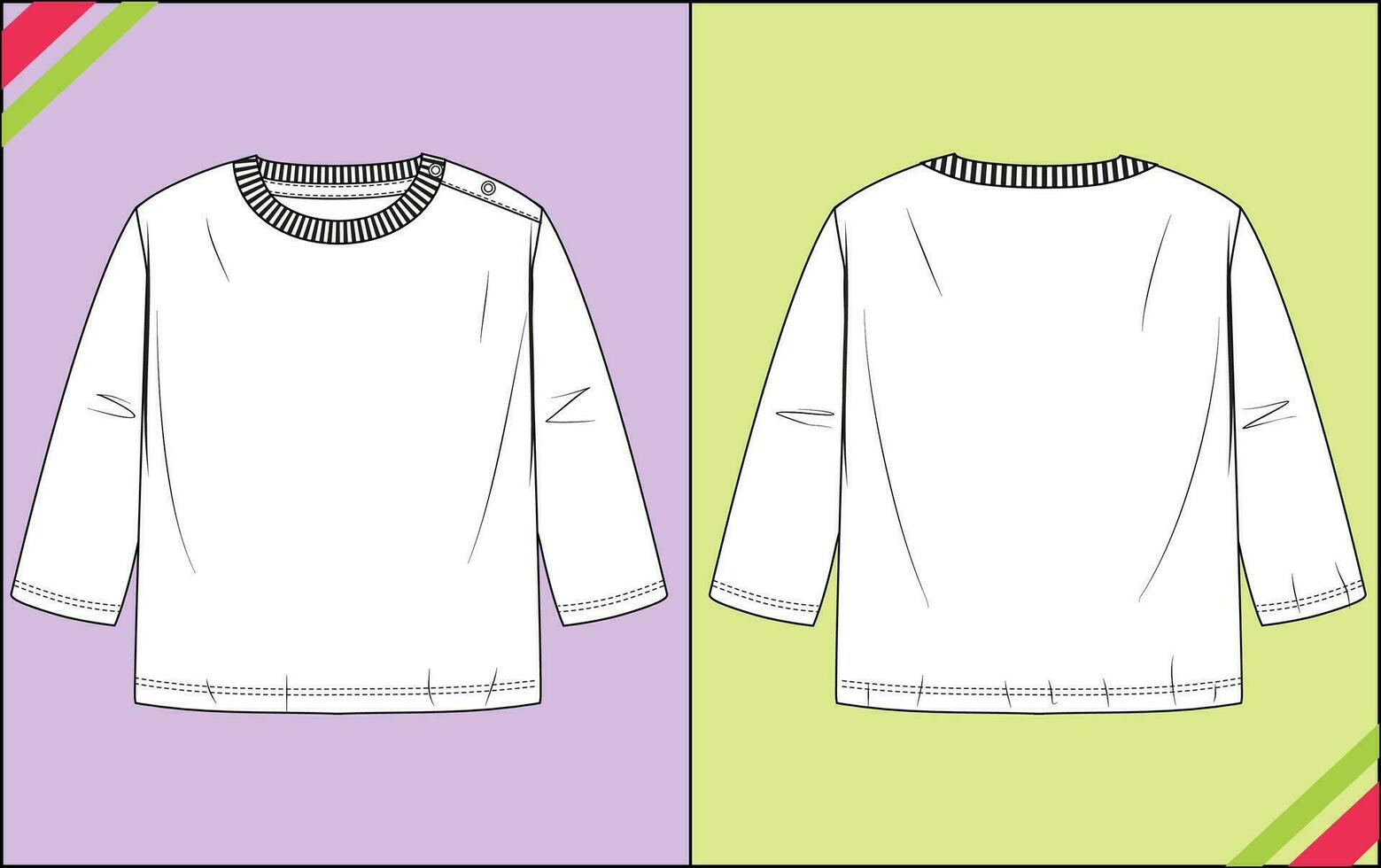 GIRLS LADIES CREW NECK TRENDY... vector