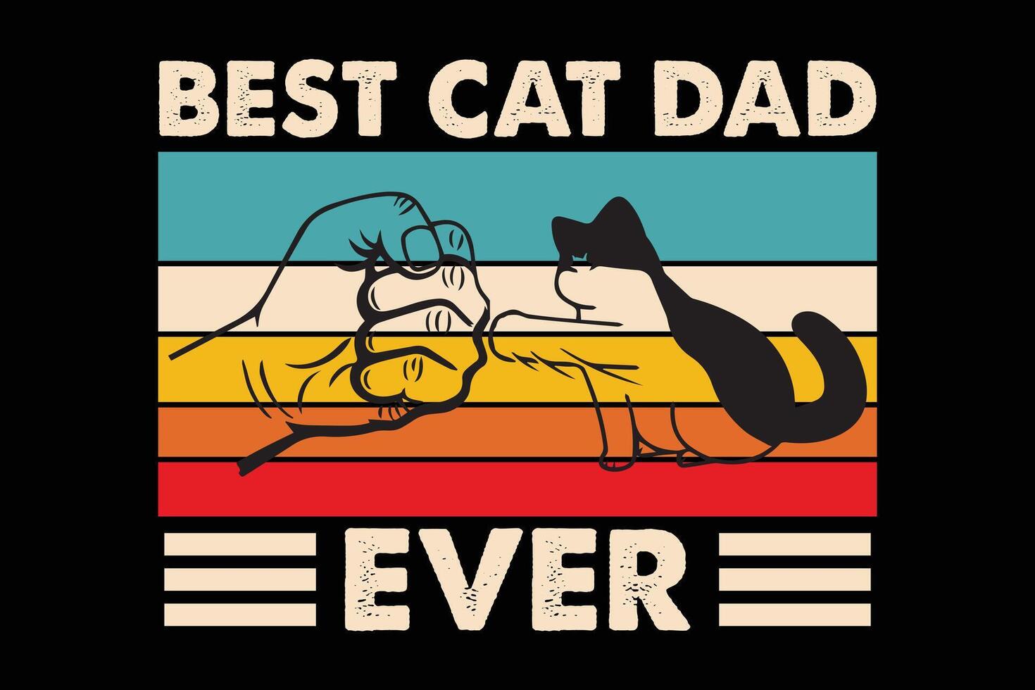 Best Cat Dad Ever Retro Vintage Cat Lover Fathers Day T-Shirt Design vector