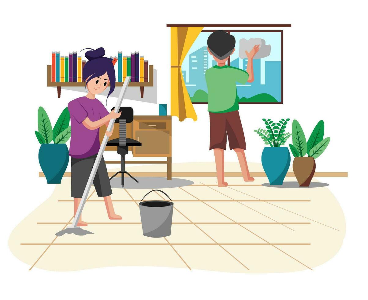 illustration of family activities at home vector