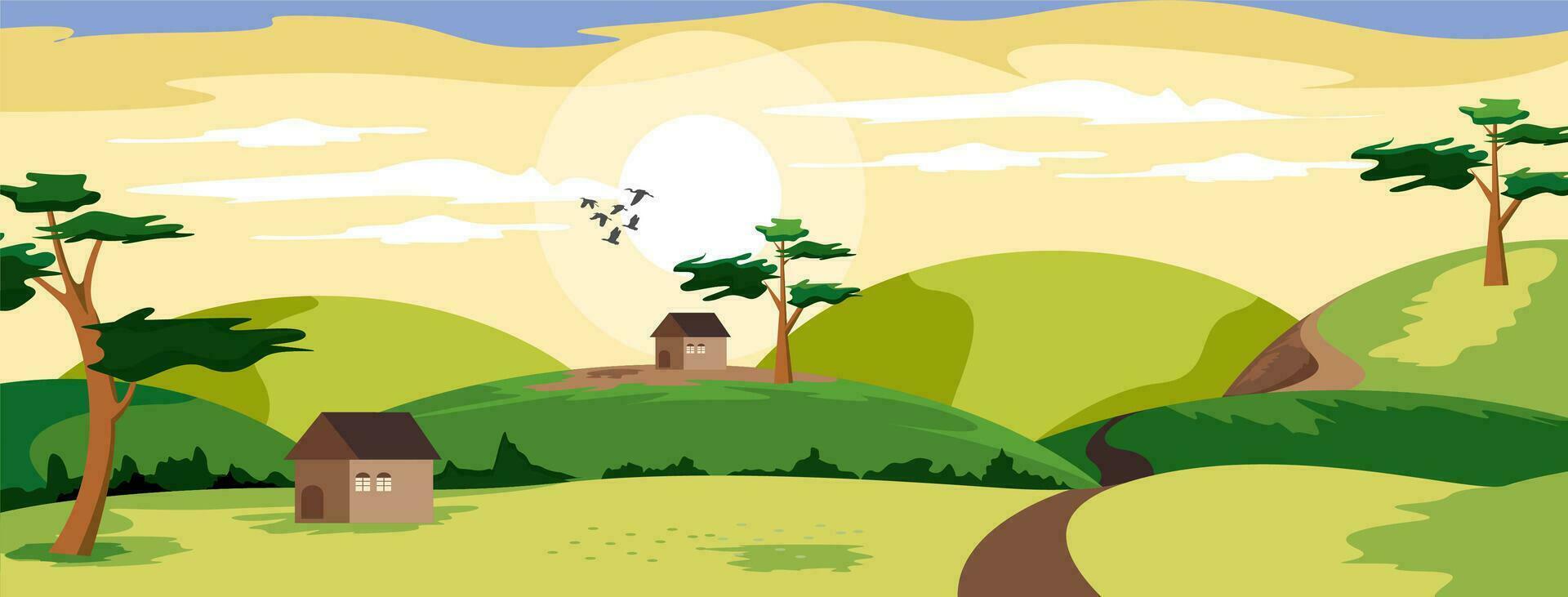 meadow landscape illustration vector