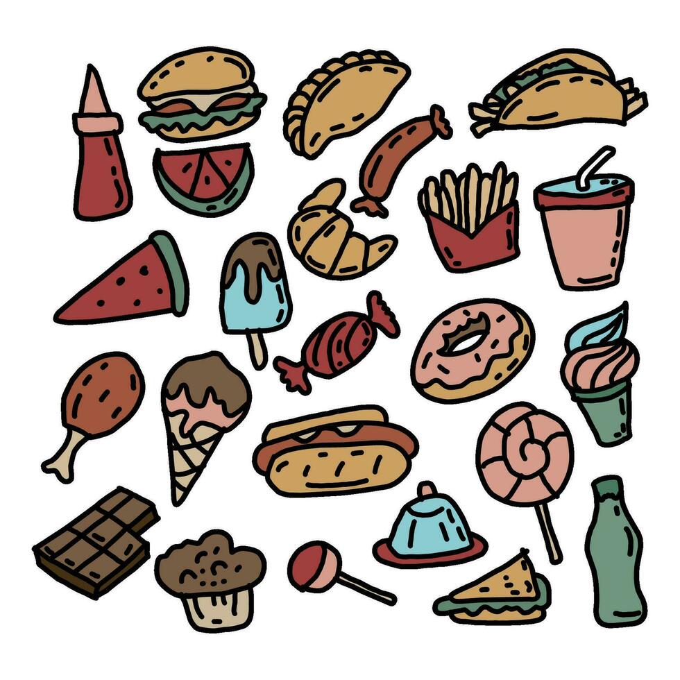 doodle food illustration vector