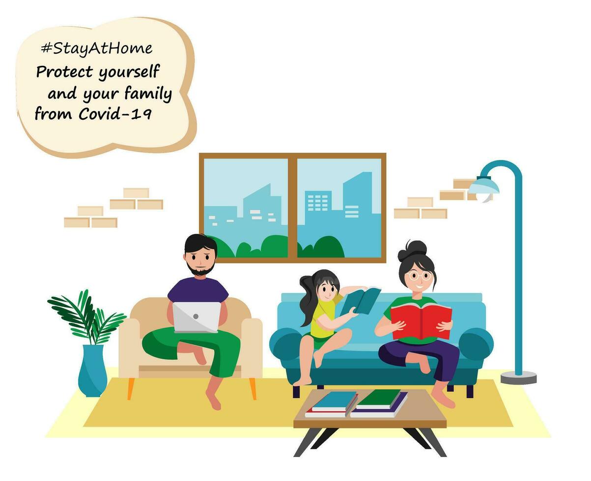 illustration of family activities at home vector