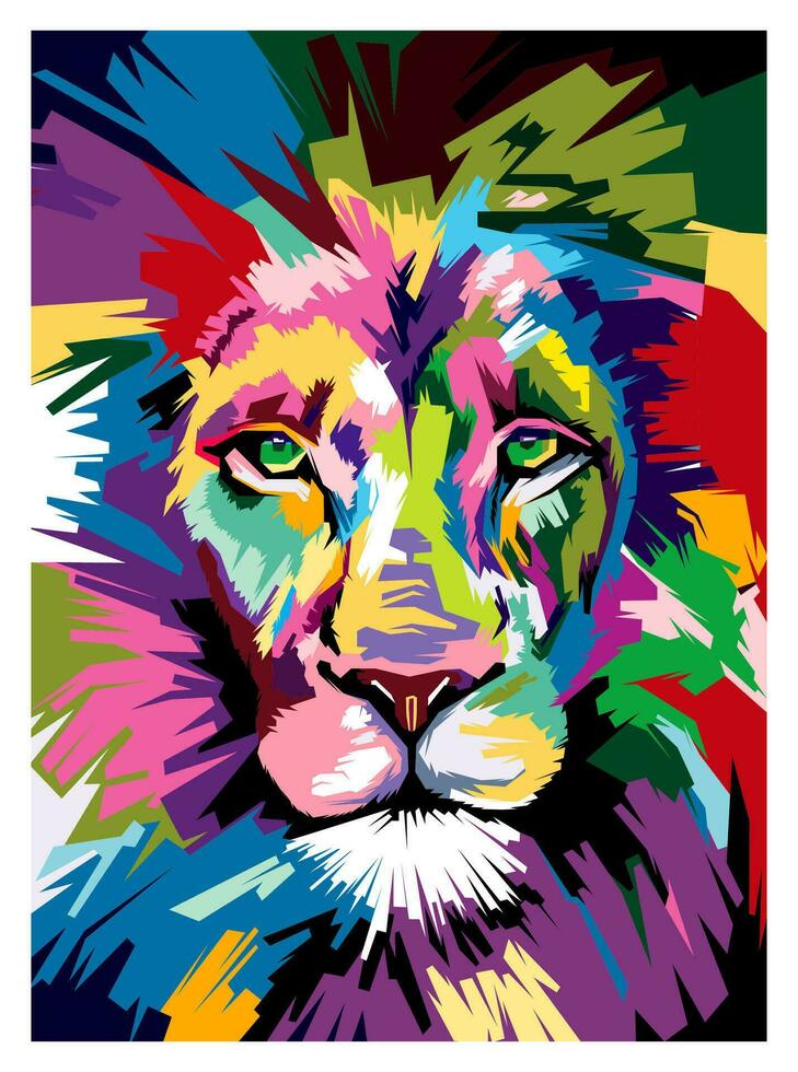 lion portrait pop art illustration vector