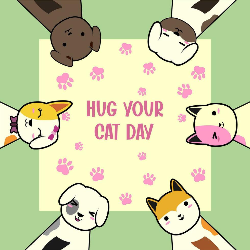 background for hugging your cat day vector