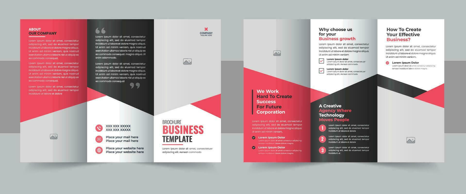 Tri-fold brochure template Minimalistic geometric design for corporate and business. Creative concept trifold brochure vector